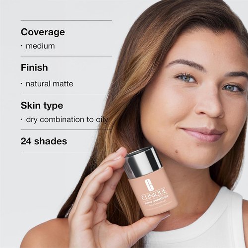 Clinique Acne Solutions Liquid Foundation - Salicylic Acid Formula for Oily Skin | Medium Coverage, Natural Matte Finish