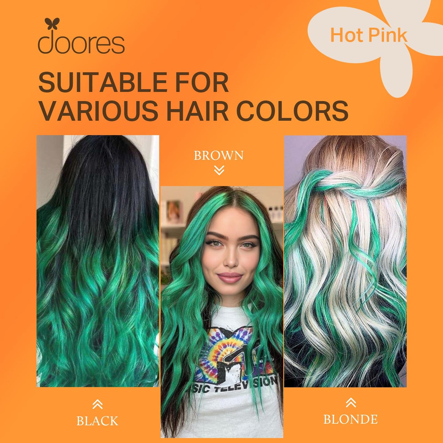 Doores Itips Hair Extensions Human Hair, Green 16 Inch 25g, Hair Extensions, Green Color Extensions For Changing Look