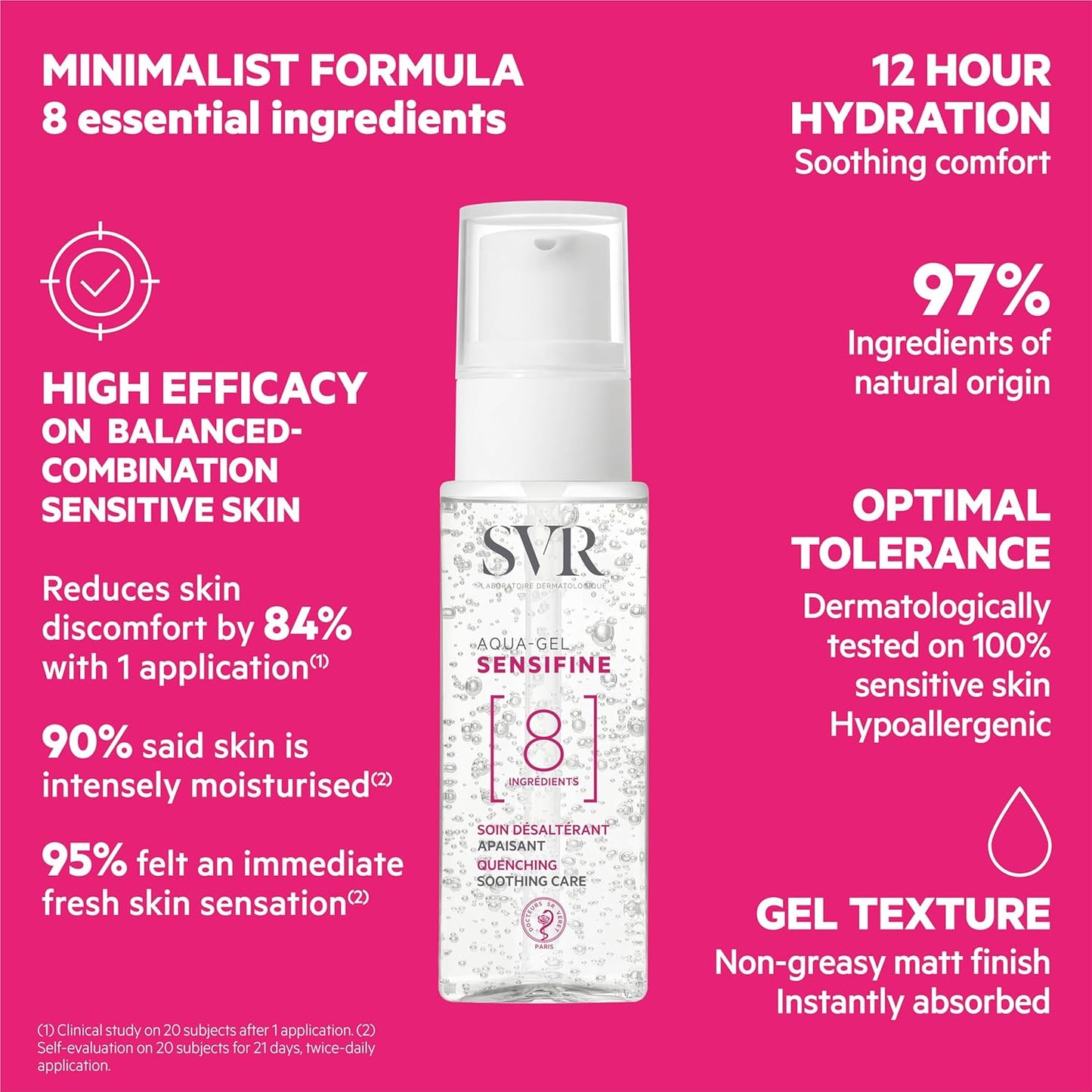 SVR Sensifine Aqua Gel Face Moisturizer - Fragrance-Free Formula with Glycerin & Aloe Vera | 1.3 Fl. Oz.