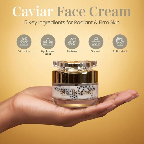 Caviar Face & Neck Cream - Anti-Aging Moisturizer with Hyaluronic Acid & Marine Collagen | Hydrating & Firming for All Skin Types