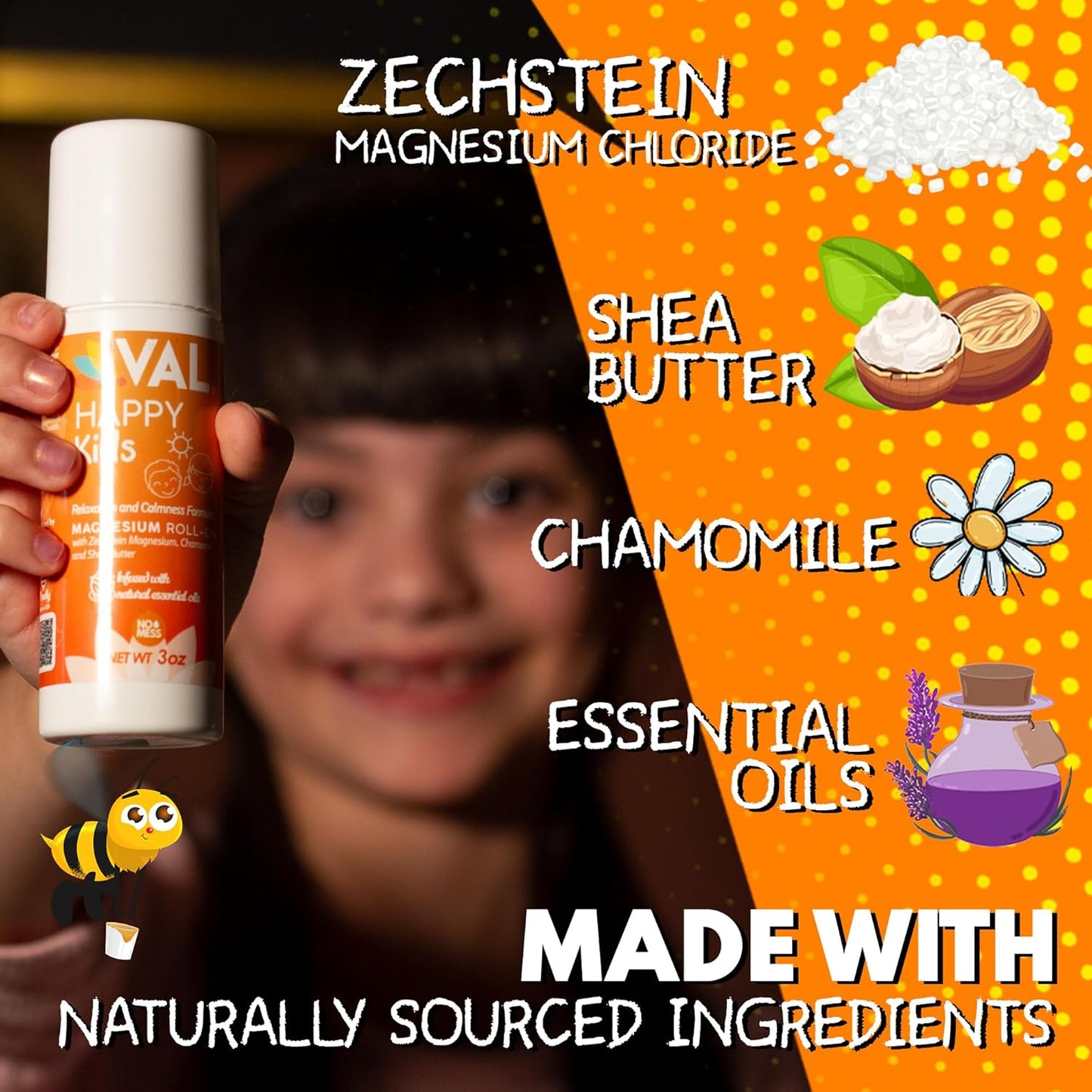 VAL Magnesium Roll-On for Kids - Gentle Zechstein Magnesium Chloride for Relaxation & Calm | 3oz
