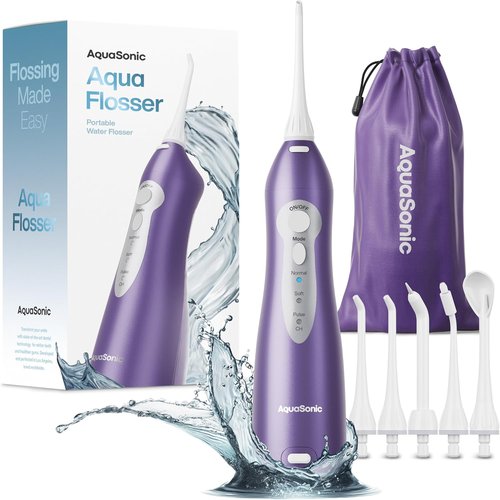AquaSonic Water Flosser - Cordless Rechargeable Oral Irrigator for Teeth Cleaning | Waterproof, Portable with 5 Jet Tips