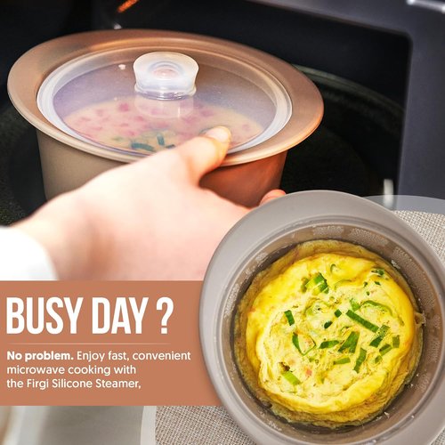 Platinum Silicone Microwave Steamer Pot - 27oz Heat-Resistant Cooker with Handle & Lid | Easy Clean, Dry Rose