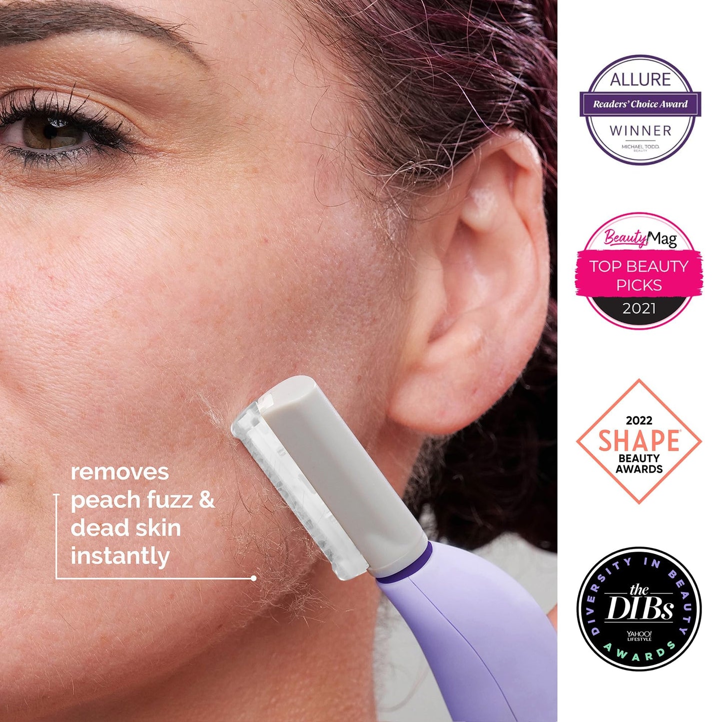 Michael Todd Beauty - Sonicsmooth - Dermaplane Razor for Women Face - SONIC Technology Dermaplaning Tool - 2 in 1 Women’s Facial Exfoliation & Peach Fuzz Hair Removal System- 8 Weeks of Safety Edges