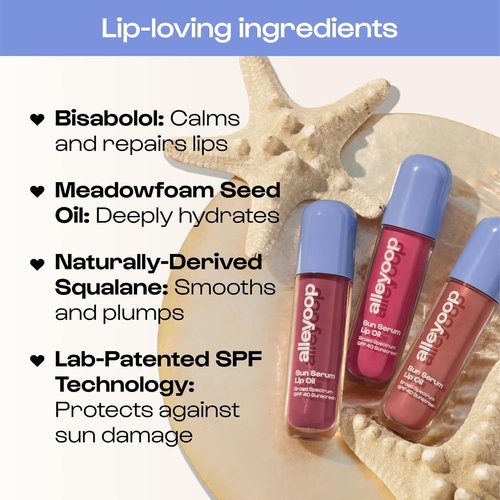 Alleyoop Sun Serum Lip Oil SPF 40 - Hydrating Tinted Lip Oil with Sunscreen for Cracked Lips | Vegan, Travel-Friendly, Whirlwind
