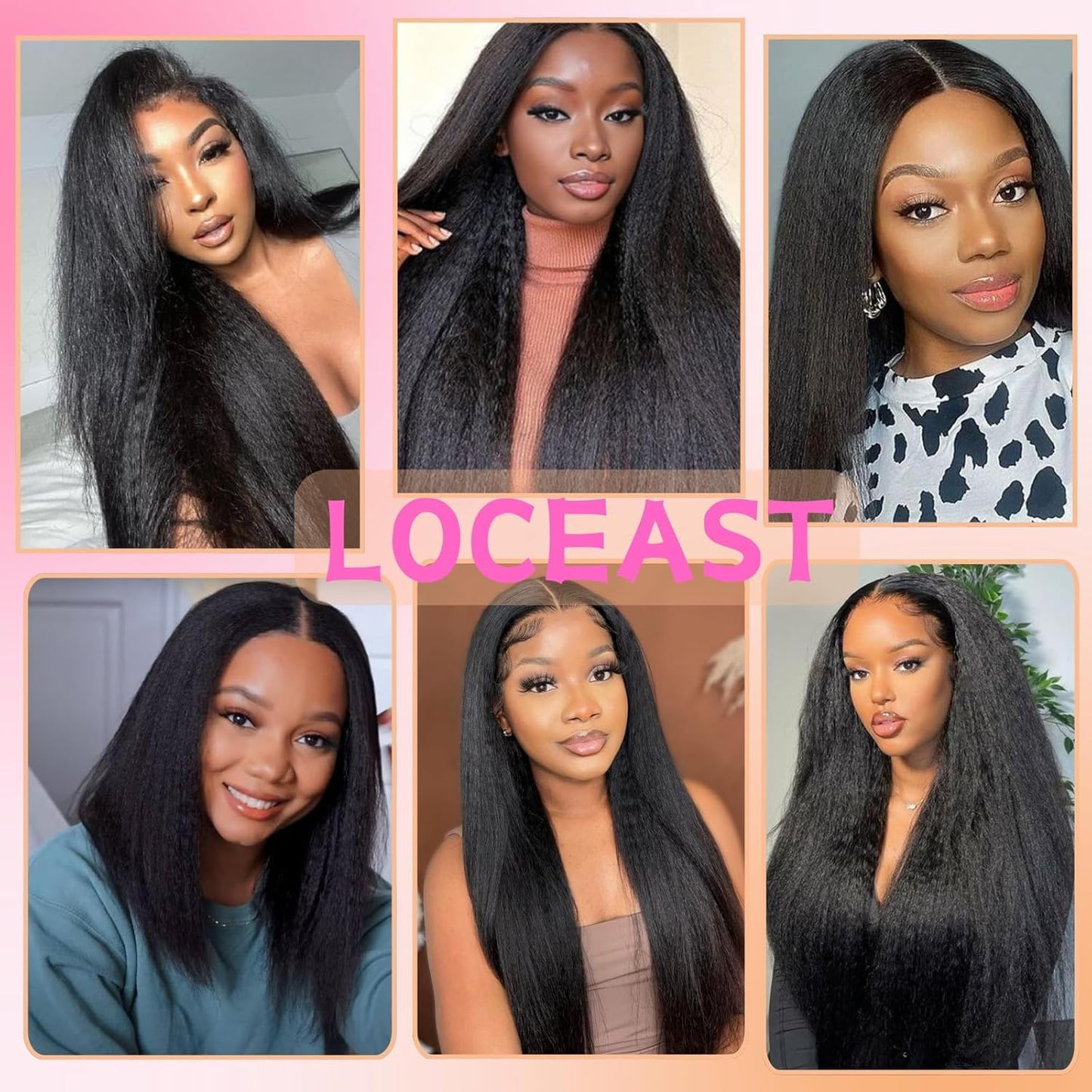 22inch Kinky Straight Clip ins Hair Extensions for Black Women 340g 8 Pcs 22Clips Full Head Yaki Straight Clip ins Synthetic Hair Natural Black for Black Women(2 Pack)
