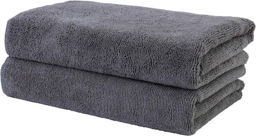 POLYTE Microfiber Hair Drying Towel - Quick Dry, Lint-Free, 20 x 40 in, 2 Pack | Dark Gray