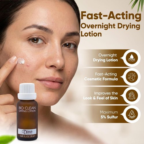 Dinur Cosmetics Bio Clean Drying Lotion - Targeted Spot Care for Oily & Blemish-Prone Skin | 0.68 fl oz