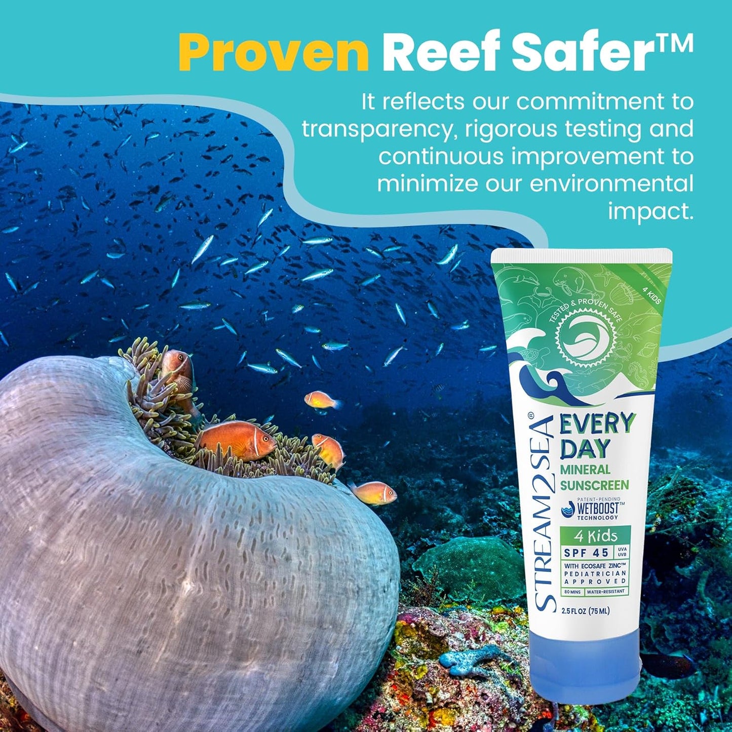 SPF 45 Kids Mineral Sunscreen by [Brand Name] - Biodegradable, Paraben-Free & Reef Safe | 2.5 Fl Oz Non-Greasy Protection Against UVA & UVB
