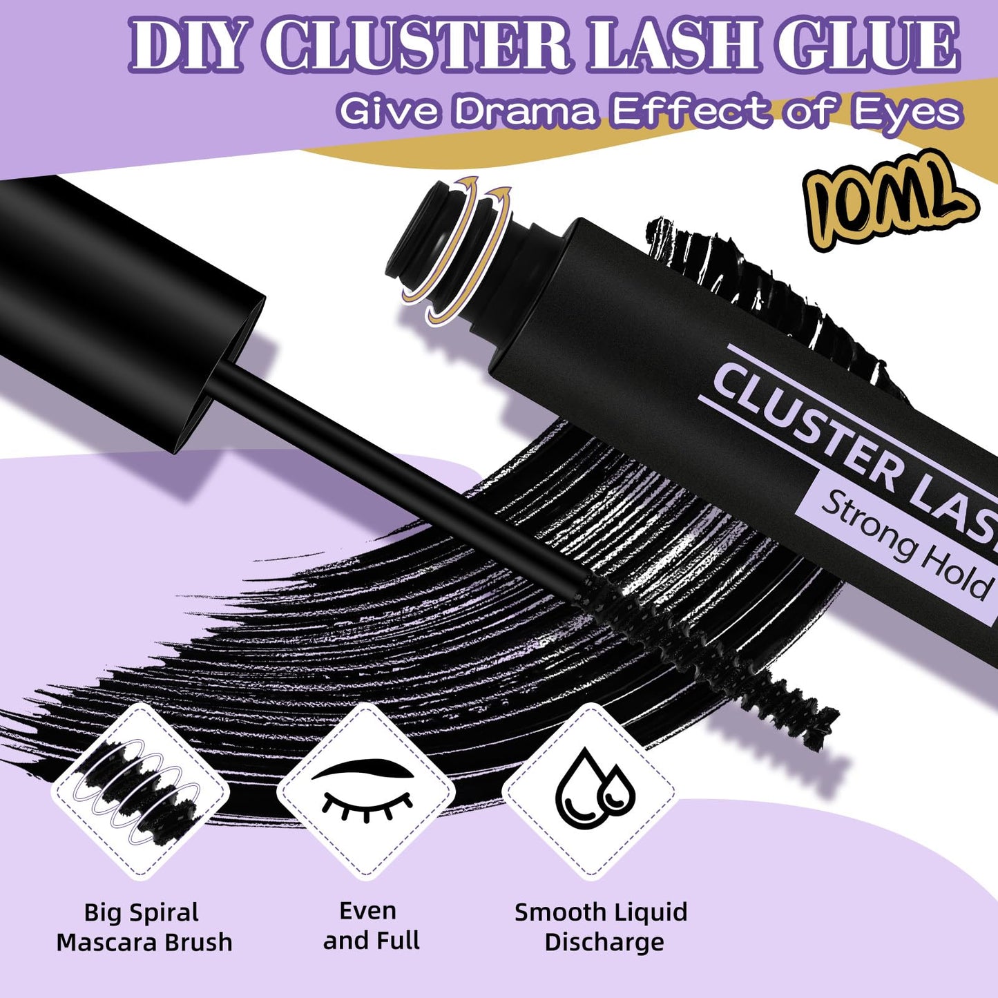 Lash Bond and Seal Cluster Lash Glue 10ML+10ML Lash Clusters Overnighter Lash Bond Lash Sealer for Cluster Lashes Waterproof Glue Longer Life Coating -2PCS