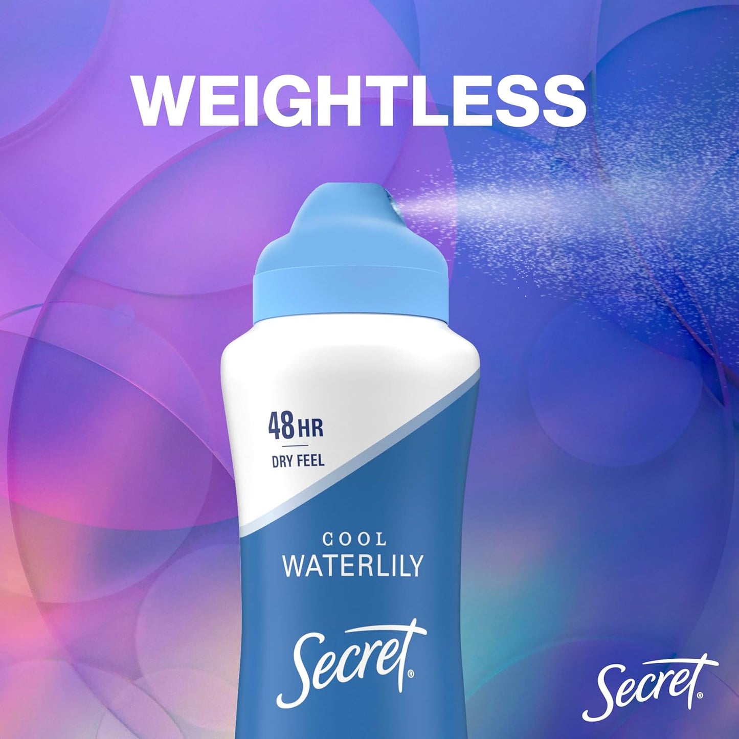 Secret Antiperspirant Deodorant Spray for Women - 48HR Weightless Sweat & Odor Protection | Waterlily & Argan Oil, 4.1 oz (Pack of 3)