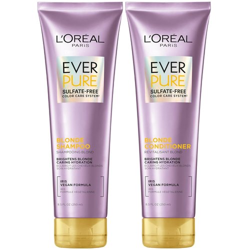 L'Oreal Paris EverPure Blonde Shampoo & Conditioner Set - Sulfate Free, Neutralizes Brass, 8.5 Fl Oz