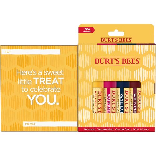 Burt's Bees Lip Balm Pack - Natural Beeswax Treatment with Wild Cherry, Watermelon & Vanilla Bean | 4 Tubes, 0.15 oz