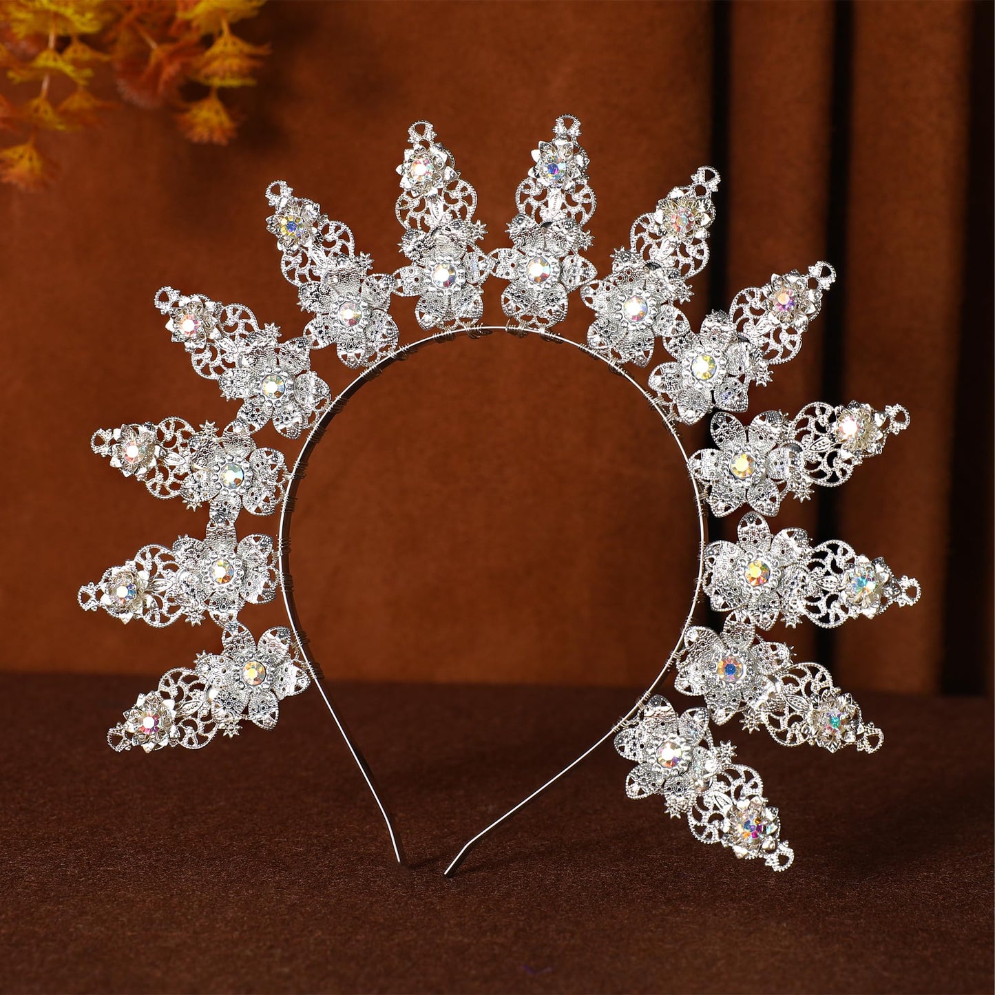 COSUCOS Silver Halo Crown Headpiece - Goddess Headpiece Wedding Bridal Headband Christmas Cosplay Fairy Bridal Tiara Women Costume Accessories