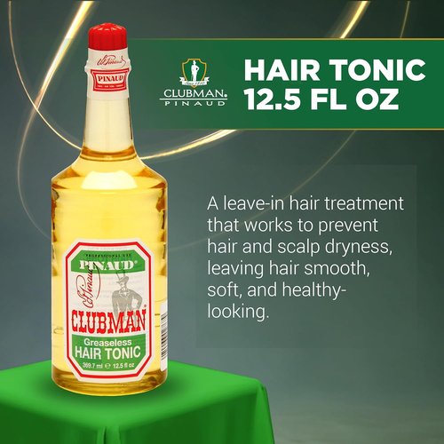 Clubman Pinaud Hair Tonic - Classic Greaseless Grooming Tonic for Men, Stimulates Scalp & Revitalizes Hair, 12.5 fl oz