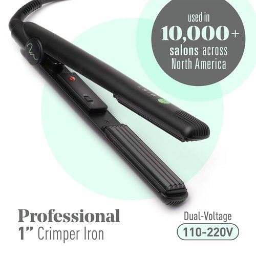 MINT Professional Series Hair Crimper Iron - 1 Inch Ceramic Plates for Fast Crimping & Volume | Travel-Ready Dual-Voltage