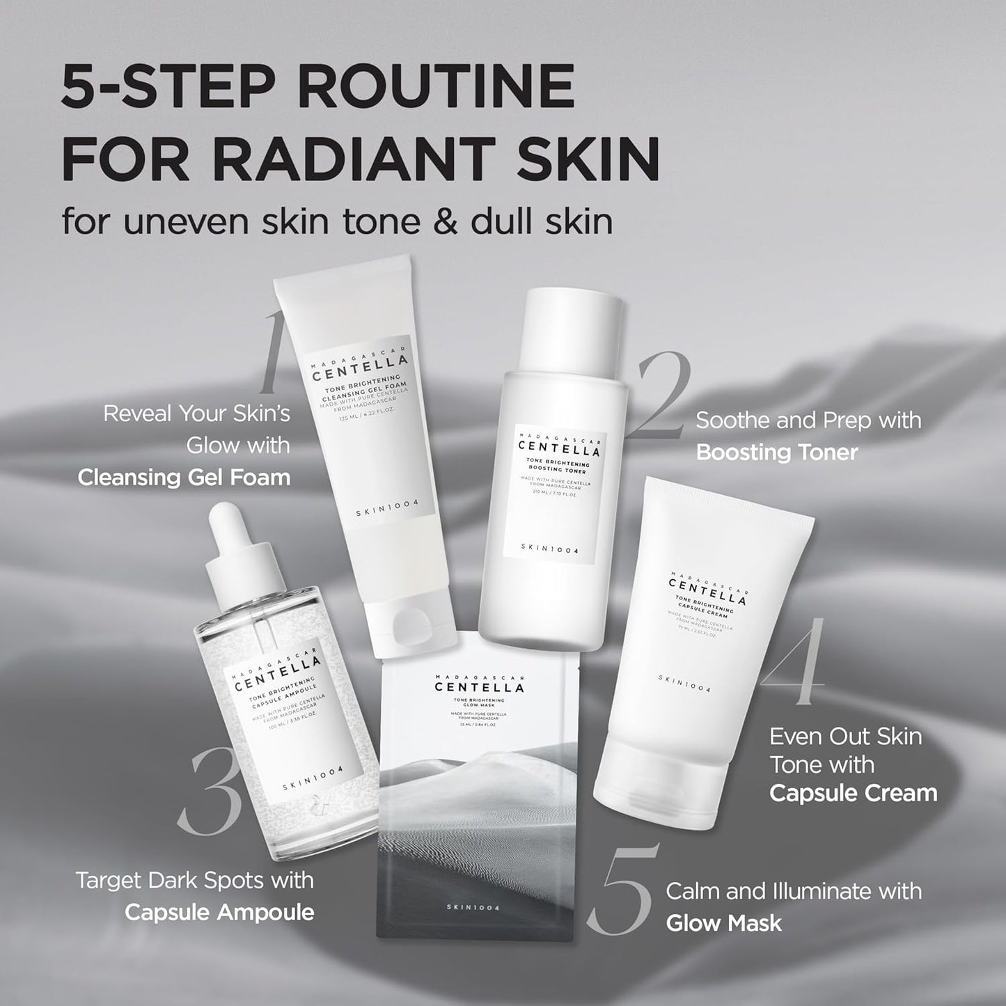 SKIN1004 Tone Glow Mask - Hydrating Facial Sheet Mask for Radiant Skin | 0.84 fl oz / 25ml * 5ea