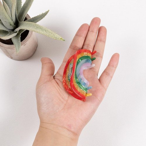 Rainbow Hair Claw Clip Non Slip 3inch Acrylic Acetate 90's Strong Hold Jaw Barrettes Cute for Women Girls Thin Thick Curly Hair Rainbow Pride Parade Accessory