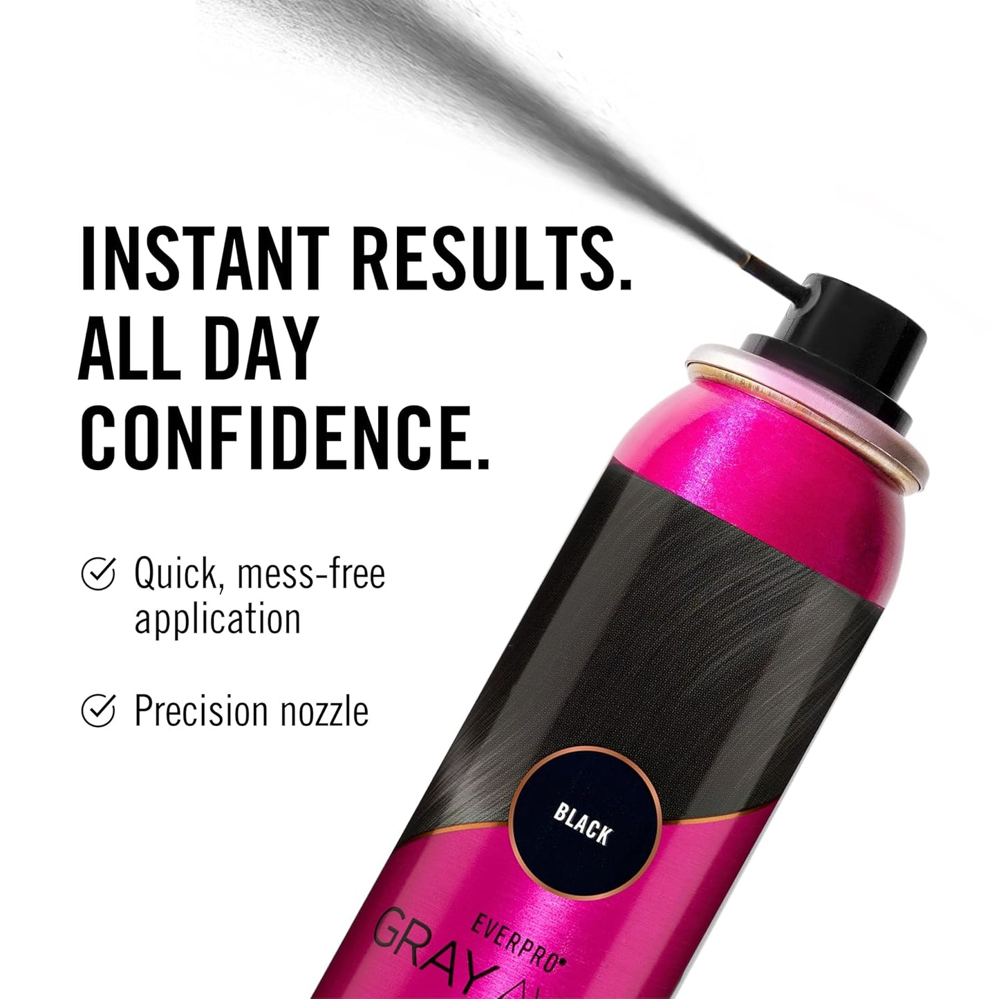Everpro Gray Away Instant Root Cover Up Spray - Black 2.5oz | Quick & Easy Hair Touch-Up