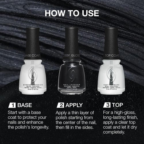 China Glaze CG Nail Lacquer - Black Diamond Glitter Nail Polish, Quick Dry & Chip Resistant, 0.5 fl oz