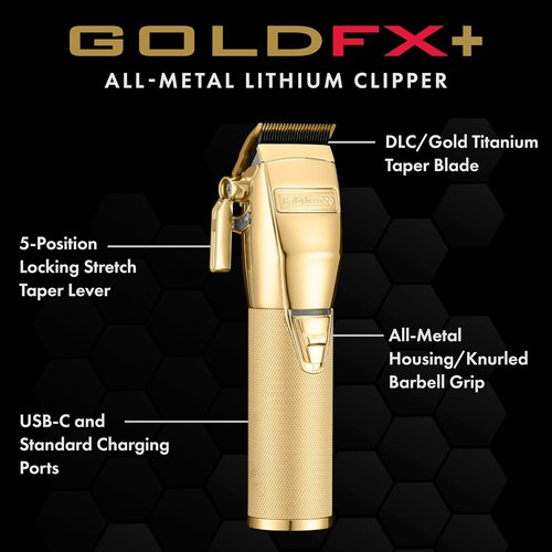 FX+ Professional Barber Hair Clippers - Cord/Cordless, All Metal, Lithium Battery, 3-Hour Runtime