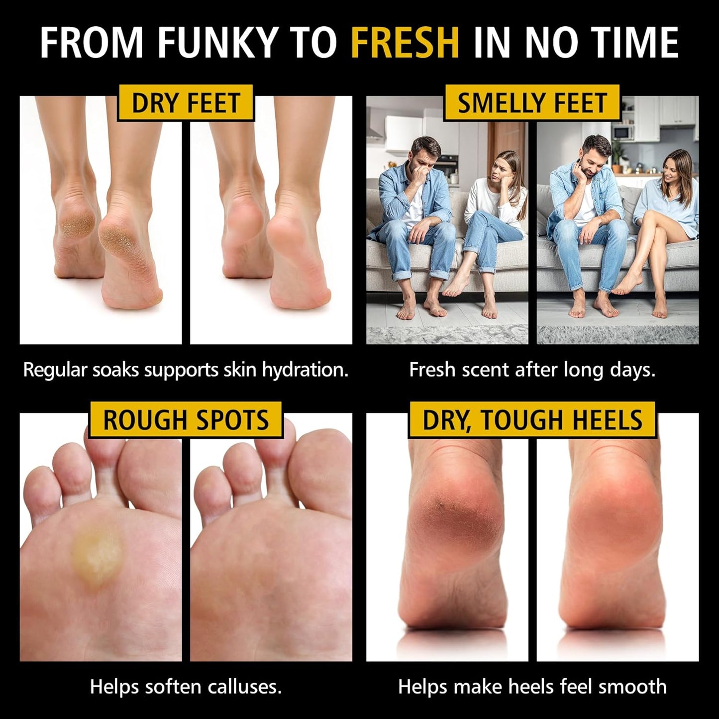 Skiennix Heavy Duty Tea Tree Oil Foot Soak - Epsom Salt for Odor Relief & Callus Softening - 16oz