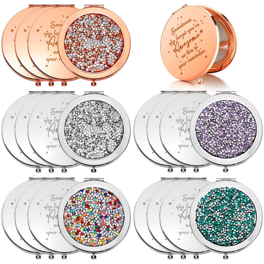 Roowest 20 Pcs Inspirational Compact Mirror Sometimes You Forget You're Awesome Appreciation Thank You Gifts for Women Employee Coworker Staff Birthday Favor Magnifying Pocket Mirror (Assorted Colors)