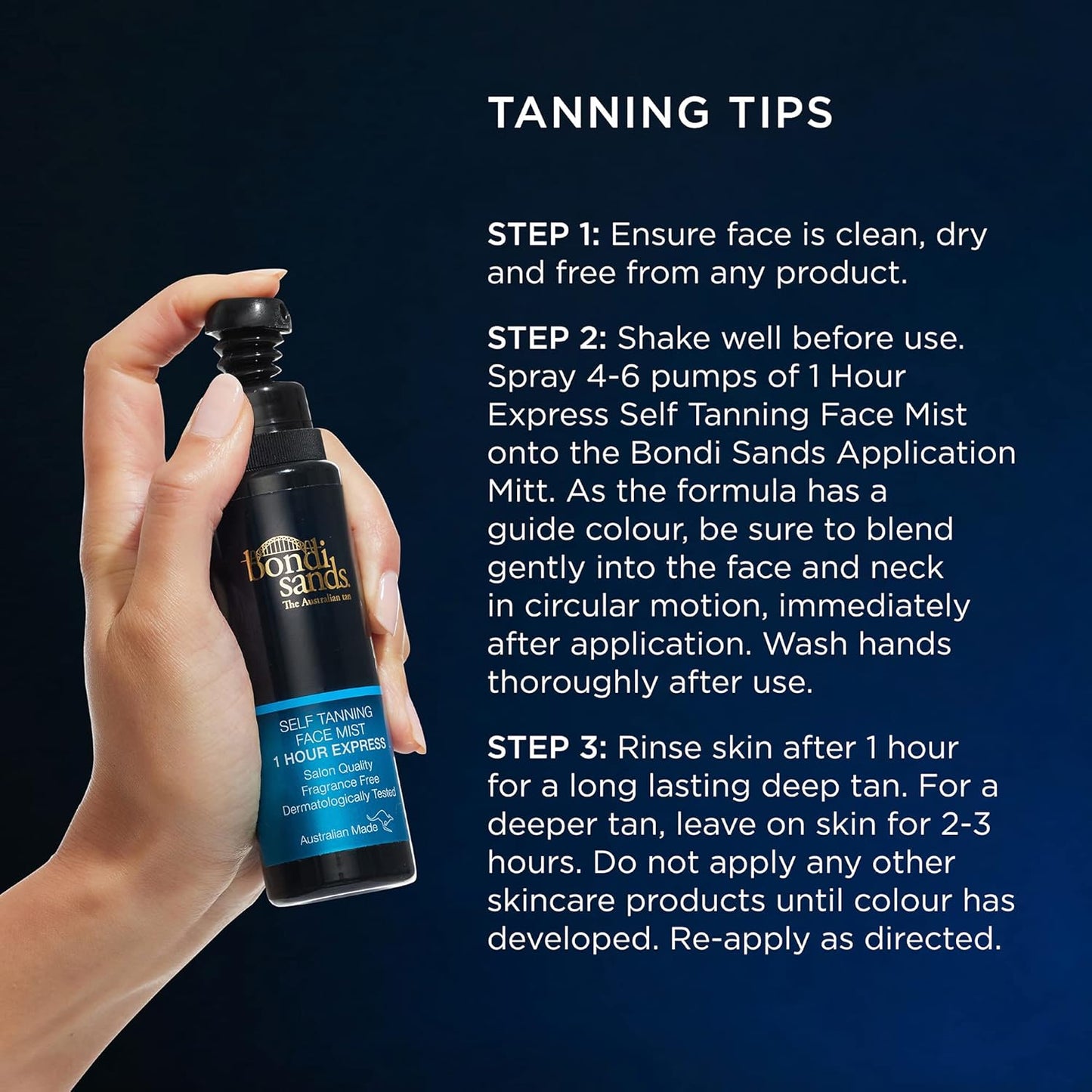 Bondi Sands 1 Hr Express Face & Body Bundle - Sunless Foam, Face Mist & Reusable Mitt for Flawless Tan