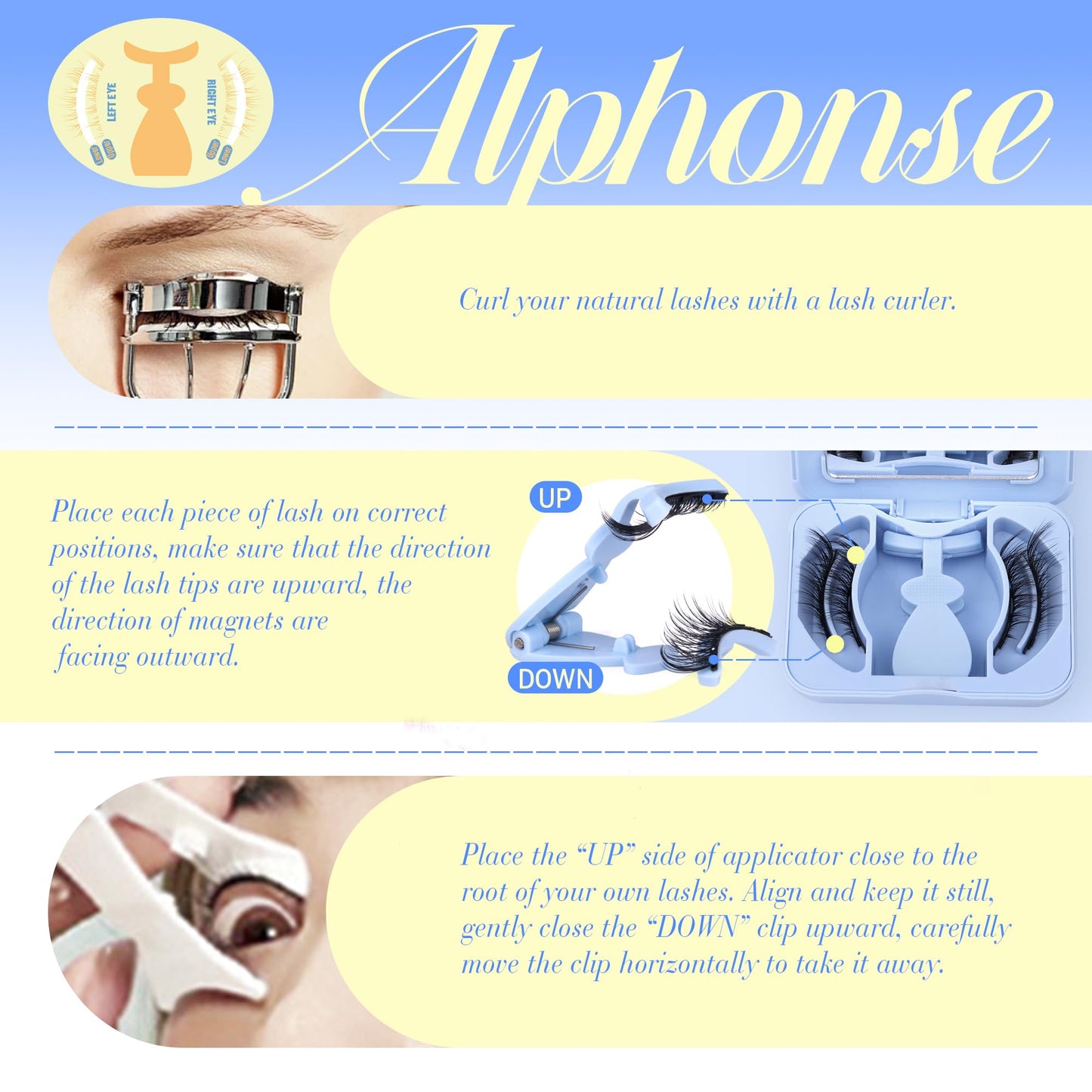 Fluffy Magnetic Eyelashes with Applicator 16mm Cat Eye Lashes Magnetic without Eyeliner 3.0 Upgrade Magnetic Lashes with Clamp Reusable Pestañas Magnéticas Naturales by ALPHONSE