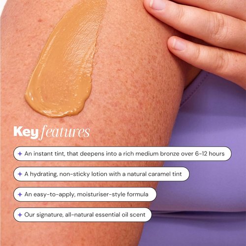 Luna Bronze Radiant Self Tanning Lotion - Gradual Sunless Tanner with Natural Caramel Tint | Moisturizing & Non-Irritating for Sensitive Skin | Organic, Vegan, Cruelty Free (150ml/5.07 fl. oz)