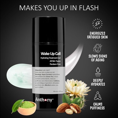 Anthony Wake Up Call Face Moisturizer - Anti-Puffiness & Refreshing Caffeine Formula, 3 Fl Oz