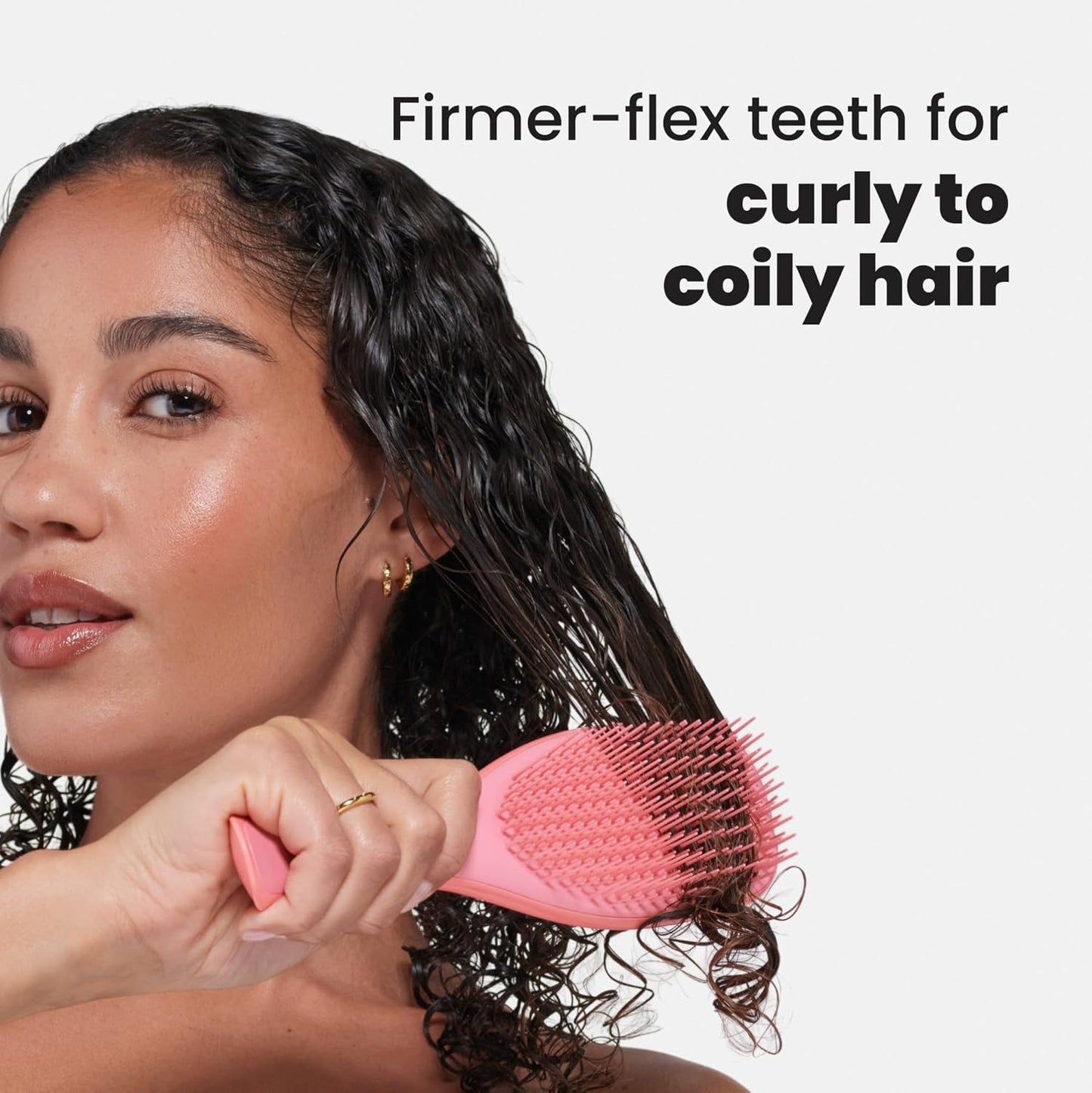 Tangle Teezer Ultimate Detangler Brush - Reduces Frizz & Breakage for 3C to 4C Curly Hair | Coral Pink
