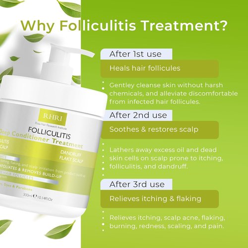 Folliculitis Deep Conditioner - Effective Scalp Treatment for Dandruff, Psoriasis & Seborrheic Dermatitis | Nourishes Oily Hair