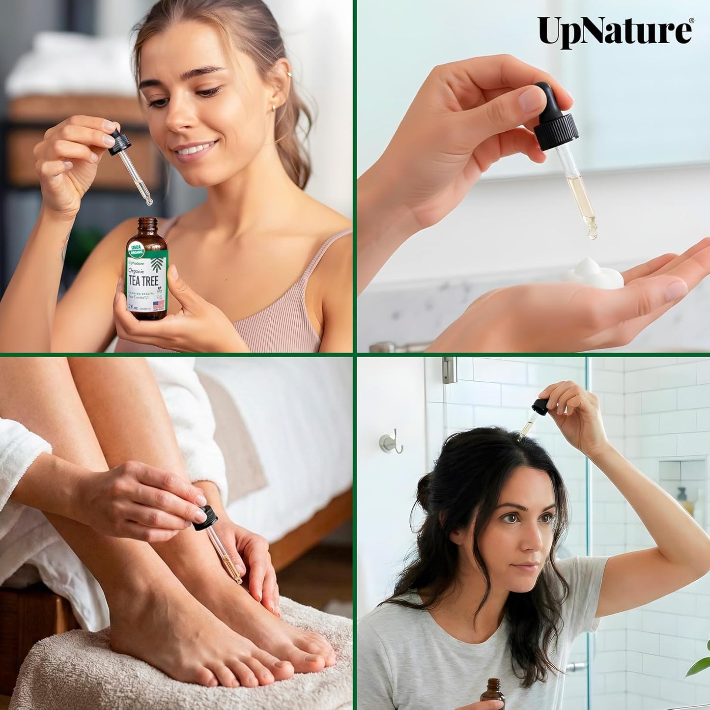 UpNature Tea Tree Oil - 100% Pure USDA Organic Essential Oil for Skin, Hair & Scalp (2oz)