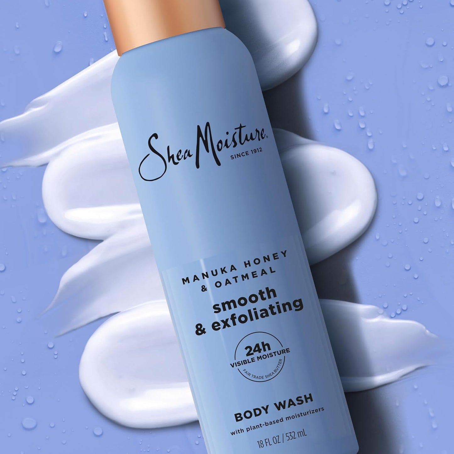 SheaMoisture Manuka Honey Oatmeal Body Wash - Smooth & Exfoliating Formula for 24H Moisture | 18 oz