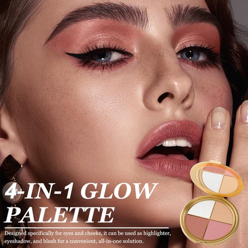 Regine Switzerland Eye & Cheek Palette - 4-In-1 Makeup Kit for Natural Glow & Highlighting