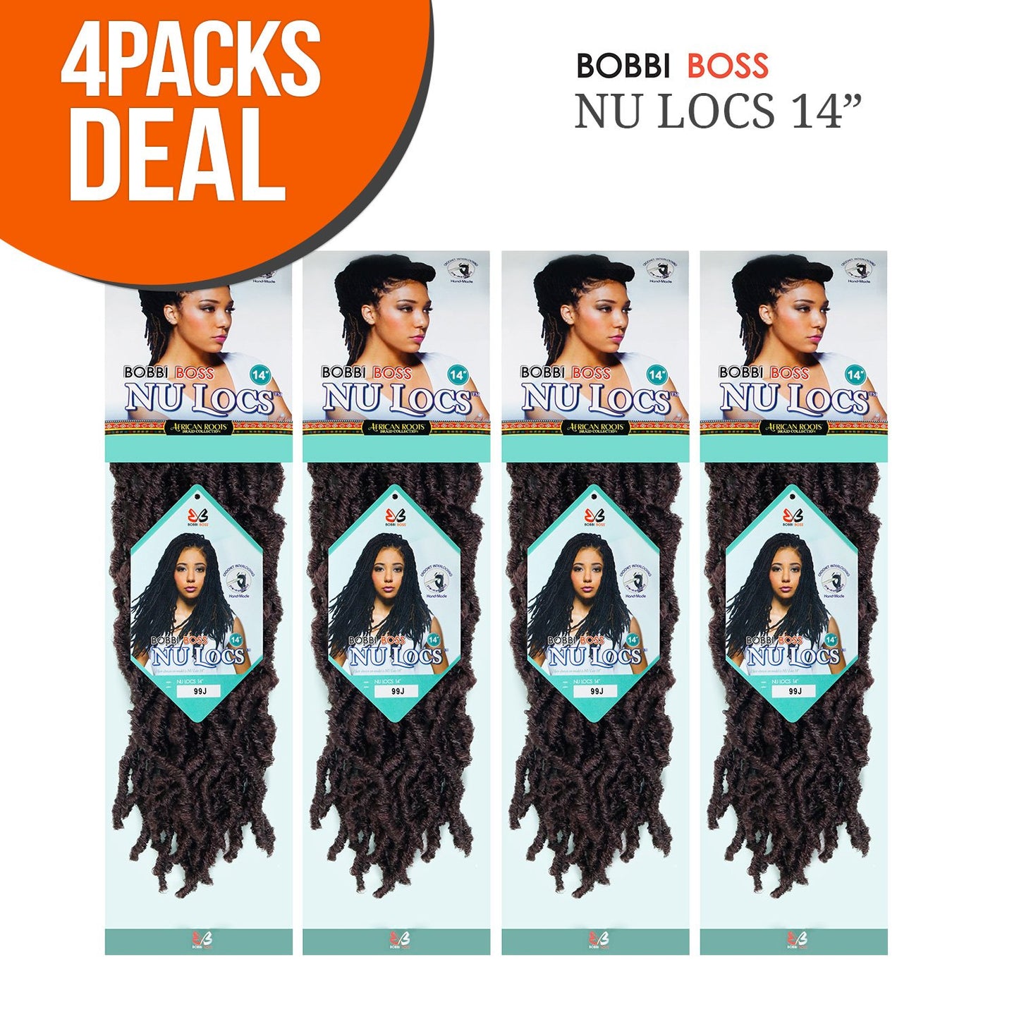 Bobbi Boss Synthetic Hair Crochet Braids African Roots Braid Collection Nu Locs 14" (4-PACK, BUG)