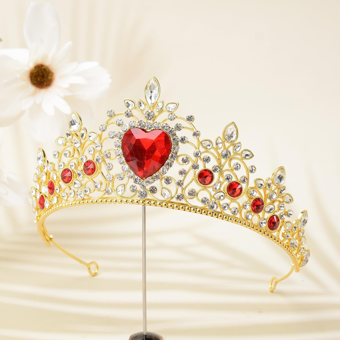 S SNUOY Tiaras and Crowns for Women Crystal Queen Crowns Rhinestone Princess Tiaras Hair Accessories for Bridal Birthday Prom Party - July Ruby