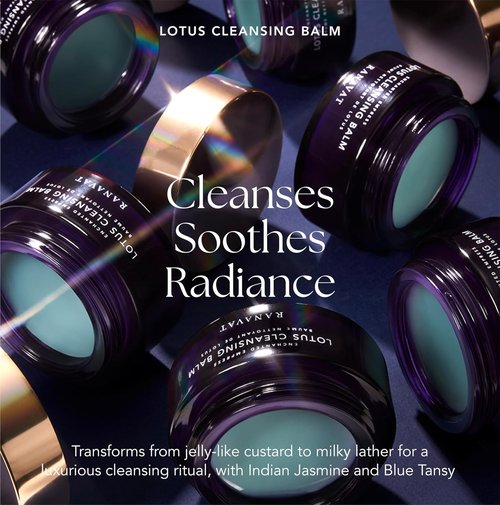 RANAVAT Lotus Facial Cleansing Balm - Gel to Milk Makeup Remover for Balanced Skin | 3.4 oz Resurfacing Cleanser with Blue Tansy Oil & Jasmine