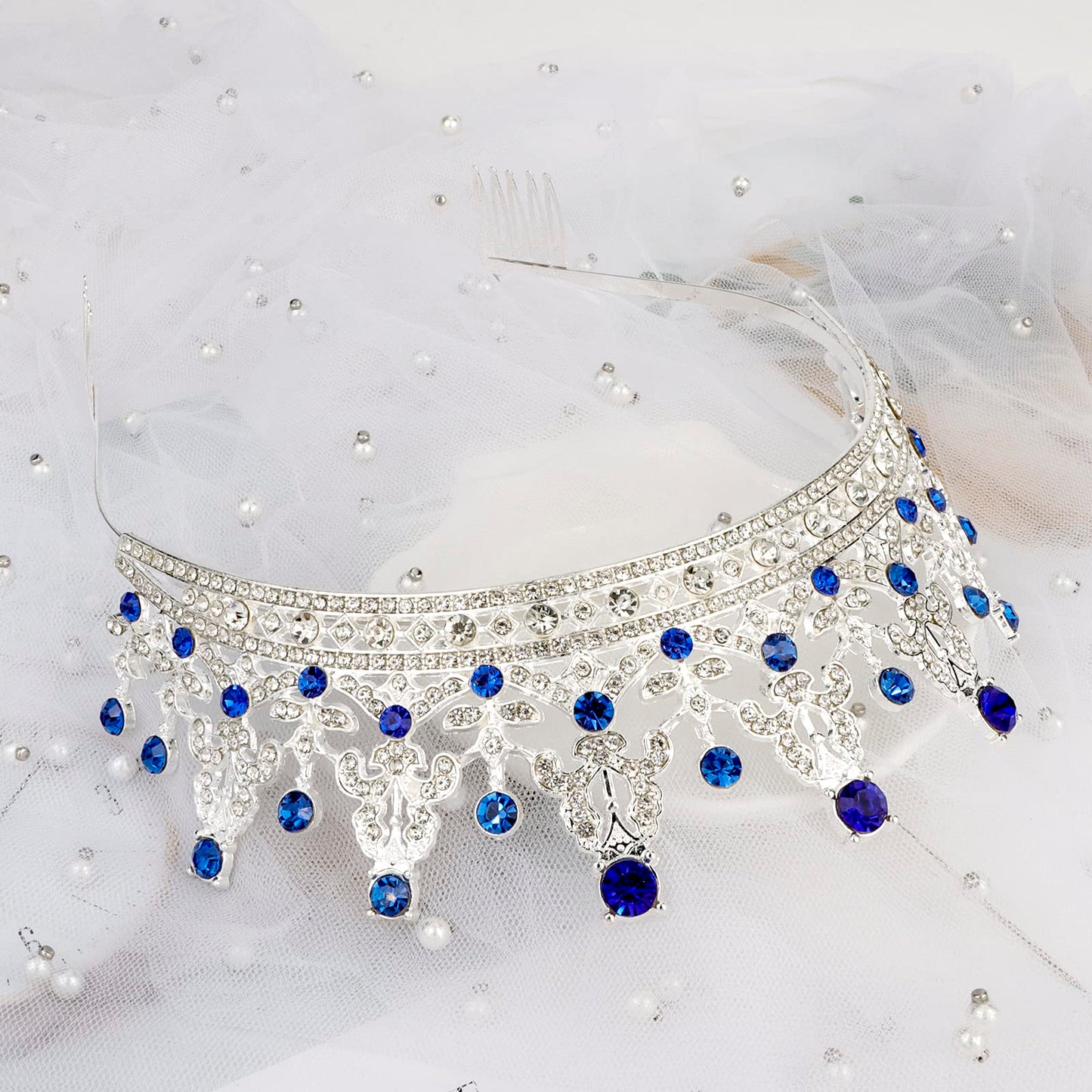 COCIDE Blue Tiaras for Women Crowns for Women Tiaras and Crowns for Women Queen Crown Princess Tiara for Girls Rhinestones Party Bridesmaids Wedding Halloween Costume Cosplay Gift