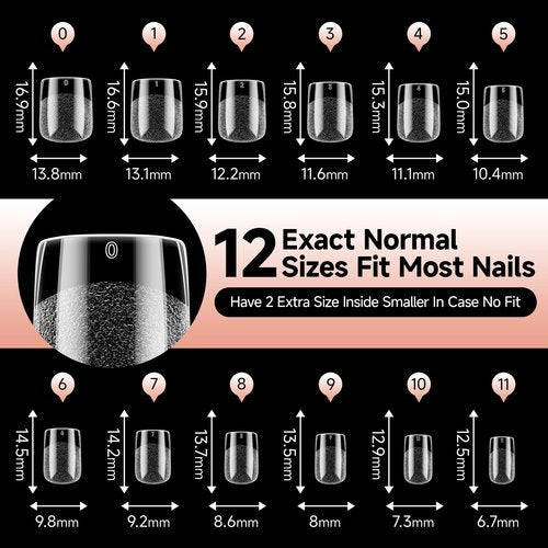 UNA GELLA Nail Tips Square: Pre-etched Matte Extra Short Square Soft Gel Nail Tips Full Cover 120pcs False Fake Nails Tips for Acrylic Nails Clear Gelly Tips Home DIY Salon 12 Sizes for Women