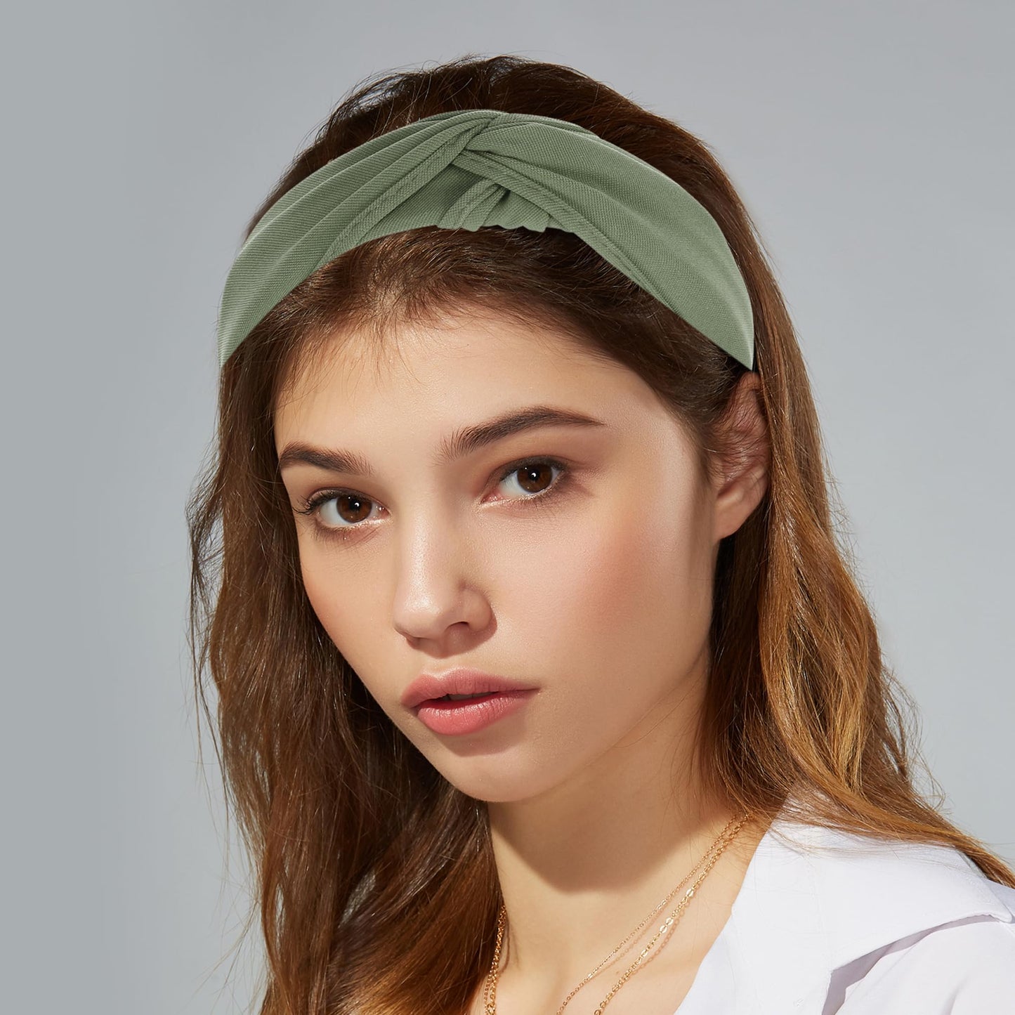 VOCOSTE Knotted Headbands for Women, Top Knot Headband, Cloth Cross Knot Headband, Wide Turban Headband, Womens Knotted Headbands Solid Colors, Green Headband, Hair Accessories for Women