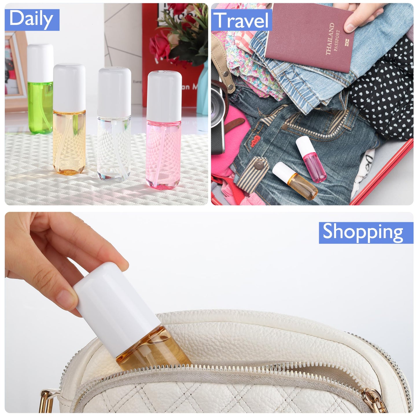 KREMORV Travel Spray Bottles 1.35oz/40ml Fine Mist Empty Spray Bottles Mini Refillable Plastic Travel Bottle Set for Traveling and Outgoing