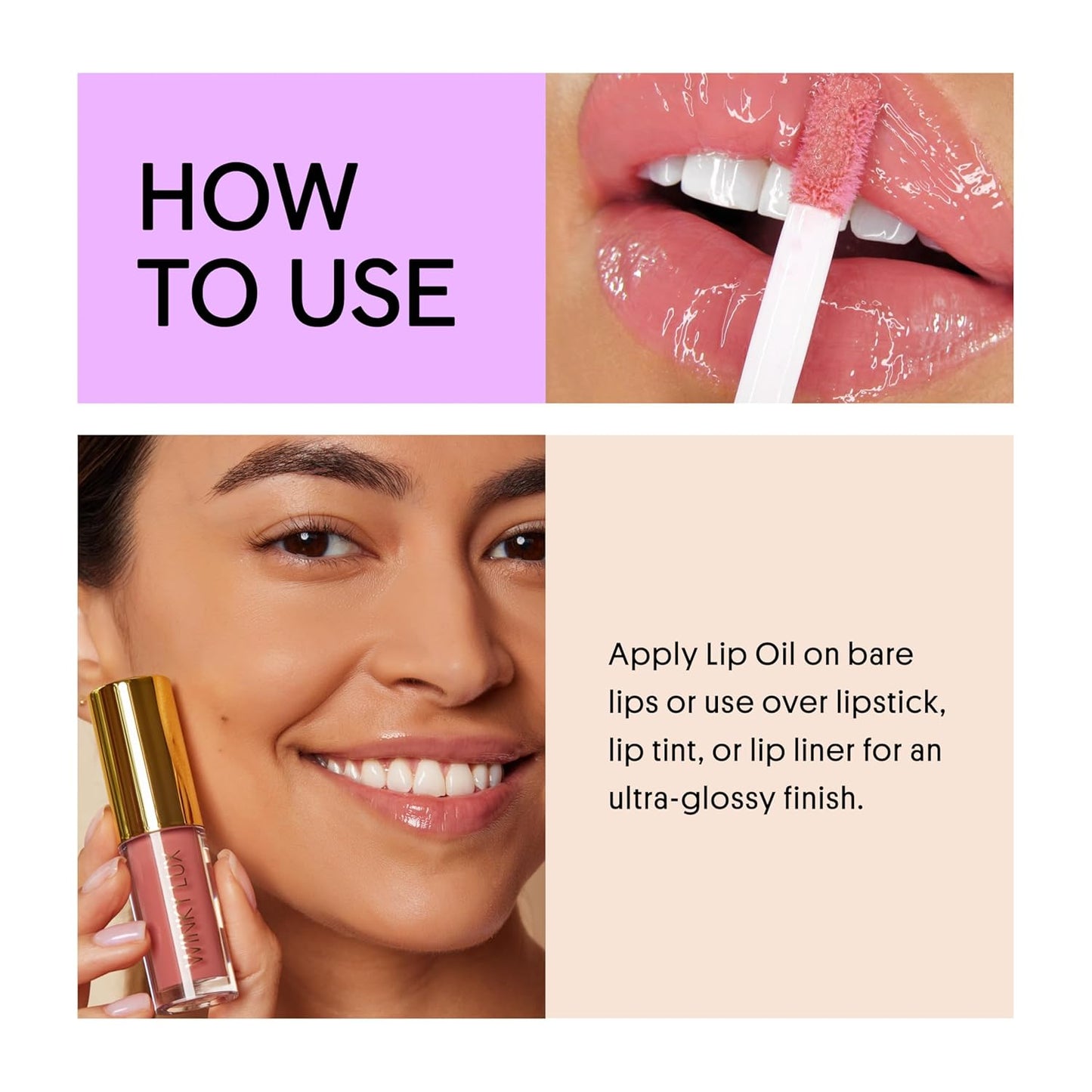 Winky Lux Lip Oil - Hydrating Baby Pink Tint with Jojoba Oil | Non-Sticky Glossy Finish & Soft Vanilla Scent