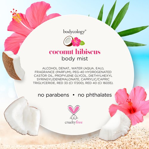 Bodycology Long-Lasting Fragrance Body Mist, Coconut Hibiscus, 8 fl oz