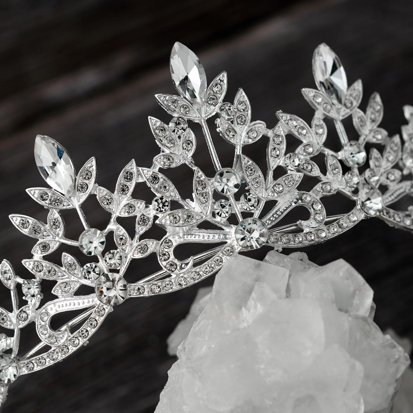 SWEETV Tiara Headbands Bridal Wedding Crown Prom Birthday Party Hair Accessories, Rhinestone Bridal Crown Princess Tiara Jewelry Headpieces for Women and Girls Silver,Lorelai Crystal Tiara