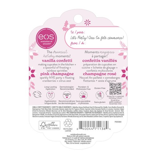EOS Limited Edition Holiday Lip Balm, Raspberry Cloud & Blackberry Bellini, All-Day Moisture, Made for Sensitive Skin, 0.14 oz, 2-Pack, Clear