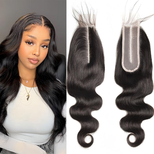Czrleaty Brazilian Body Wave 2x6 Transparent Lace Closure with Baby Hair Deep Middle Part 2x6 Closure Remy Wavy Human Hair Lace Closure Kim K 2x6 HD Lace Closure(12")
