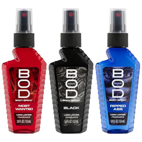 BOD Man Body Spray Gift Set - Black Really Ripped Abs | 3-Piece Fragrance Collection