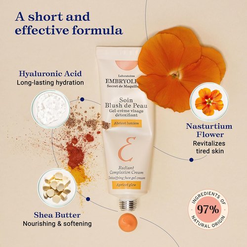 Embryolisse Radiant Complexion Cream - Hybrid Makeup & Moisturizer with Hyaluronic Acid & Shea Butter | 1.01 Fl. Oz.